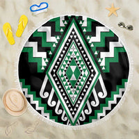 Green Aotearoa Taniko Poutama Patikitiki Beach Blanket
