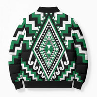 Green New Zealand Taniko Poutama Patikitiki Bomber Puffer Jacket - Polynesian Pride