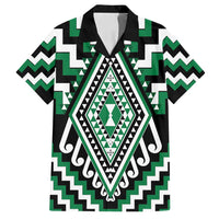 Green Aotearoa Taniko Poutama Patikitiki Family Matching Long Sleeve Bodycon Dress and Hawaiian Shirt
