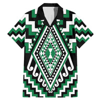 Green Aotearoa Taniko Poutama Patikitiki Family Matching Mermaid Dress and Hawaiian Shirt