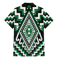 Green Aotearoa Taniko Poutama Patikitiki Family Matching Mermaid Dress and Hawaiian Shirt