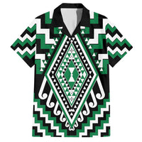 Green Aotearoa Taniko Poutama Patikitiki Family Matching Summer Maxi Dress and Hawaiian Shirt