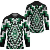 Green New Zealand Taniko Poutama Patikitiki Hockey Jersey - Polynesian Pride