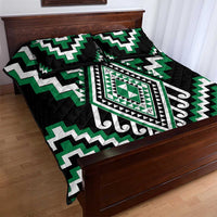 Green Aotearoa Taniko Poutama Patikitiki Quilt Bed Set