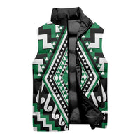Green New Zealand Taniko Poutama Patikitiki Sleeveless Puffer Jacket - Polynesian Pride