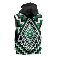 Green New Zealand Taniko Poutama Patikitiki Sleeveless Zip Hoodie - Polynesian Pride