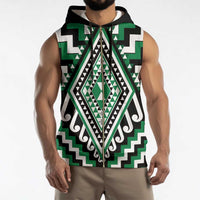 Green New Zealand Taniko Poutama Patikitiki Sleeveless Zip Hoodie - Polynesian Pride