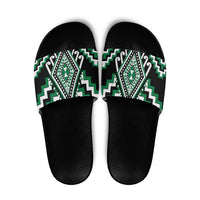 Green New Zealand Taniko Poutama Patikitiki Slide Sandals - Polynesian Pride