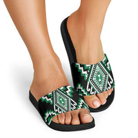 Green New Zealand Taniko Poutama Patikitiki Slide Sandals - Polynesian Pride