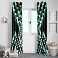 Green Aotearoa Taniko Poutama Patikitiki Window Curtain