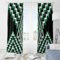 Green Aotearoa Taniko Poutama Patikitiki Window Curtain
