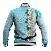 Cook Islands Tiare Maori With Conch Shell Baseball Jacket Pasifika Fest Polynesian Tattoo Turquoise LT14 - Polynesian Pride