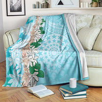 Cook Islands Tiare Maori With Conch Shell Blanket Pasifika Fest Polynesian Tattoo Turquoise LT14 Turquoise - Polynesian Pride