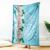 Cook Islands Tiare Maori With Conch Shell Blanket Pasifika Fest Polynesian Tattoo Turquoise LT14 - Polynesian Pride