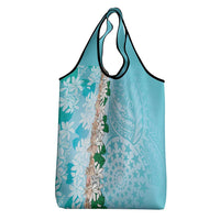Cook Islands Tiare Maori With Conch Shell Grocery Bag Pasifika Fest Polynesian Tattoo Turquoise