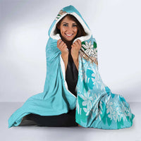 Cook Islands Tiare Maori With Conch Shell Hooded Blanket Pasifika Fest Polynesian Tattoo Turquoise