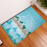 Cook Islands Tiare Maori With Conch Shell Rubber Doormat Pasifika Fest Polynesian Tattoo Turquoise