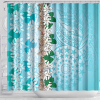 Cook Islands Tiare Maori With Conch Shell Shower Curtain Pasifika Fest Polynesian Tattoo Turquoise