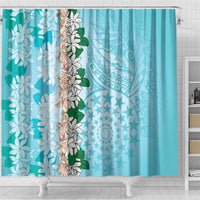 Cook Islands Tiare Maori With Conch Shell Shower Curtain Pasifika Fest Polynesian Tattoo Turquoise