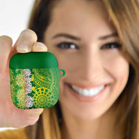 Cook Islands Tiare Maori With Conch Shell AirPods Case Pasifika Fest Polynesian Tattoo Green