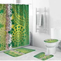 Cook Islands Tiare Maori With Conch Shell Bathroom Set Pasifika Fest Polynesian Tattoo Green
