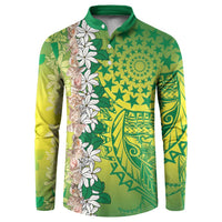 Cook Islands Tiare Maori With Conch Shell Button Sweatshirt Pasifika Fest Polynesian Tattoo Green
