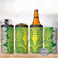 Cook Islands Tiare Maori With Conch Shell 4 in 1 Can Cooler Tumbler Pasifika Fest Polynesian Tattoo Green