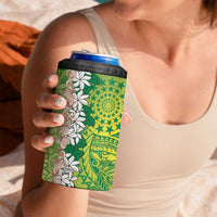 Cook Islands Tiare Maori With Conch Shell 4 in 1 Can Cooler Tumbler Pasifika Fest Polynesian Tattoo Green