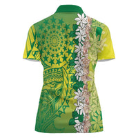Cook Islands Tiare Maori With Conch Shell Women Polo Shirt Pasifika Fest Polynesian Tattoo Green