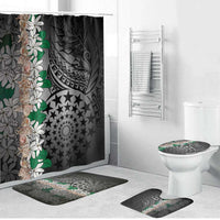 Cook Islands Tiare Maori With Conch Shell Bathroom Set Pasifika Fest Polynesian Tattoo Black LT14 Bathroom Set (4 pcs) Black - Polynesian Pride