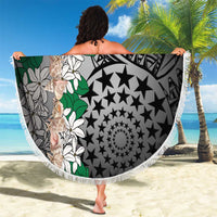 Cook Islands Tiare Maori With Conch Shell Beach Blanket Pasifika Fest Polynesian Tattoo Black LT14 - Polynesian Pride