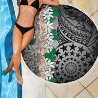 Cook Islands Tiare Maori With Conch Shell Beach Blanket Pasifika Fest Polynesian Tattoo Black LT14 - Polynesian Pride