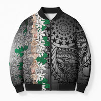Cook Islands Tiare Maori With Conch Shell Bomber Puffer Jacket Pasifika Fest Polynesian Tattoo Black LT14 Unisex Black - Polynesian Pride