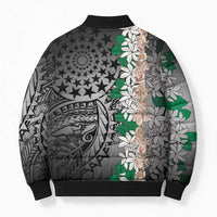 Cook Islands Tiare Maori With Conch Shell Bomber Puffer Jacket Pasifika Fest Polynesian Tattoo Black LT14 - Polynesian Pride