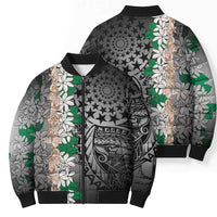 Cook Islands Tiare Maori With Conch Shell Bomber Puffer Jacket Pasifika Fest Polynesian Tattoo Black LT14 - Polynesian Pride