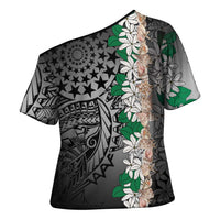 Cook Islands Tiare Maori With Conch Shell Cross Shoulder Shirt Pasifika Fest Polynesian Tattoo Black