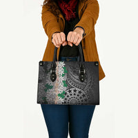 Cook Islands Tiare Maori With Conch Shell Leather Bag Pasifika Fest Polynesian Tattoo Black LT14 - Polynesian Pride