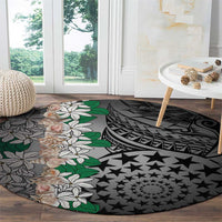 Cook Islands Tiare Maori With Conch Shell Round Carpet Pasifika Fest Polynesian Tattoo Black LT14 - Polynesian Pride