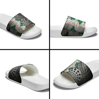 Cook Islands Tiare Maori With Conch Shell Slide Sandals Pasifika Fest Polynesian Tattoo Black