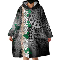 Cook Islands Tiare Maori With Conch Shell Wearable Blanket Hoodie Pasifika Fest Polynesian Tattoo Black LT14 - Polynesian Pride