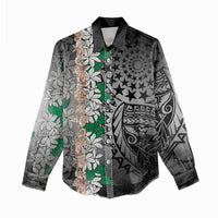 Cook Islands Tiare Maori With Conch Shell Women Casual Shirt Pasifika Fest Polynesian Tattoo Black