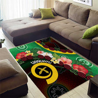 Long God Yumi Stanap Vanuatu Area Rug Tropical Flowers Aboriginal Pattern