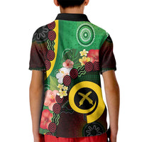 Long God Yumi Stanap Vanuatu Kid Polo Shirt Tropical Flowers Aboriginal Pattern LT14 - Polynesian Pride