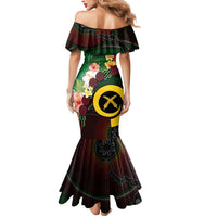 Long God Yumi Stanap Vanuatu Mermaid Dress Tropical Flowers Aboriginal Pattern LT14 - Polynesian Pride
