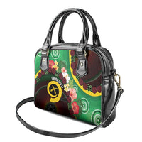 Long God Yumi Stanap Vanuatu Shoulder Handbag Tropical Flowers Aboriginal Pattern