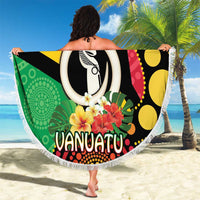 Tamtam Drum Vanuatu Beach Blanket Boar Tusk Aboriginal Flag Style