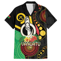 Tamtam Drum Vanuatu Family Matching Off Shoulder Short Dress and Hawaiian Shirt Boar Tusk Aboriginal Flag Style
