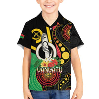 Tamtam Drum Vanuatu Family Matching Summer Maxi Dress and Hawaiian Shirt Boar Tusk Aboriginal Flag Style