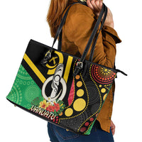 Tamtam Drum Vanuatu Leather Tote Bag Boar Tusk Aboriginal Flag Style