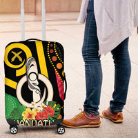 Tamtam Drum Vanuatu Luggage Cover Boar Tusk Aboriginal Flag Style LT14 Black - Polynesian Pride